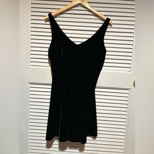 Victoria’s Secret black velvet fit flare slip dress size small.